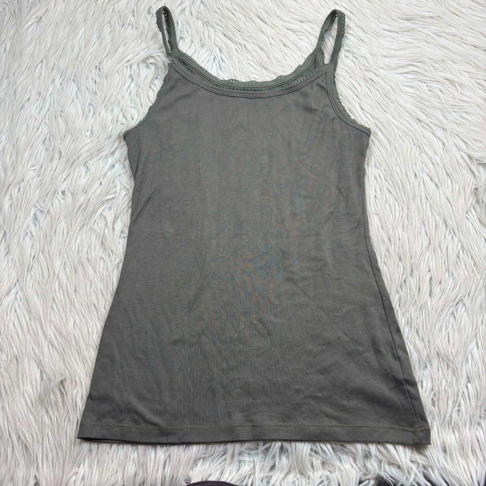 Vintage‎ Y2K Mossimo Women's L Army Green Lace Trim Cami Tank